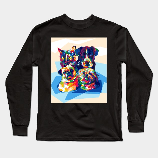 cats and dogs Long Sleeve T-Shirt by ZeekayID